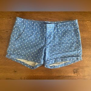 American eagle size four blue and white polka dot shorts